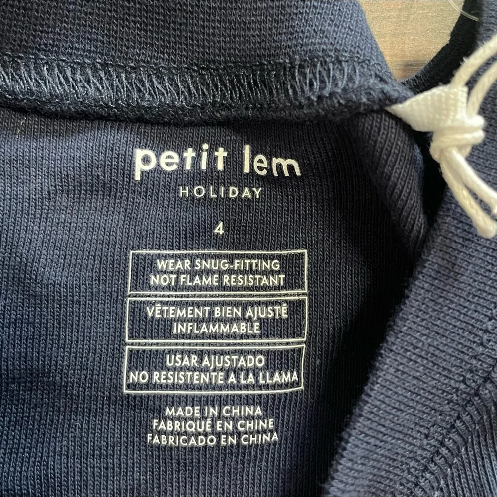 Petit Lem Navy Blue Peppermint Starlight Spiral Holiday Pajama Set NWT